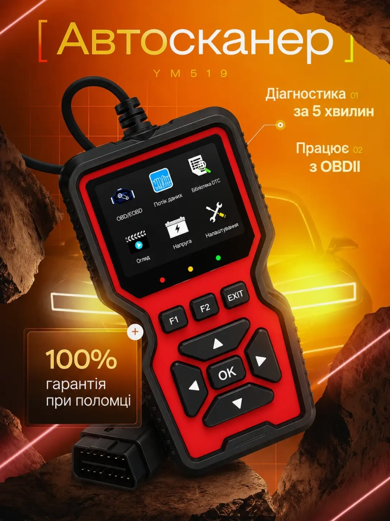 Автосканер YM519 OBD2